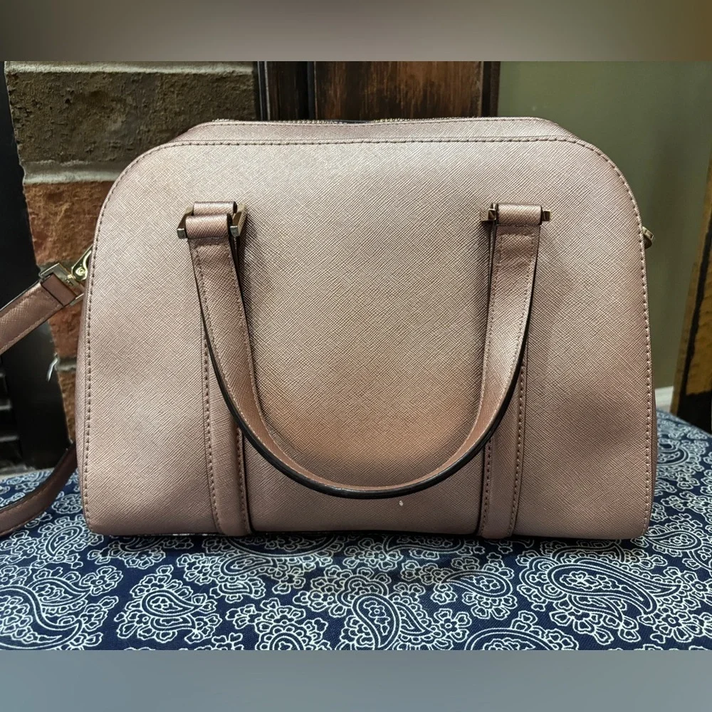 EUC Kate Spade Cedar Street Maise Metallic Rose Gold Satchel Crossbody Bag